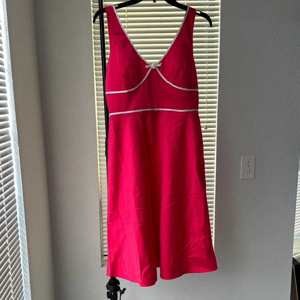 Vintage Retro Pink Dress with Bow Detail